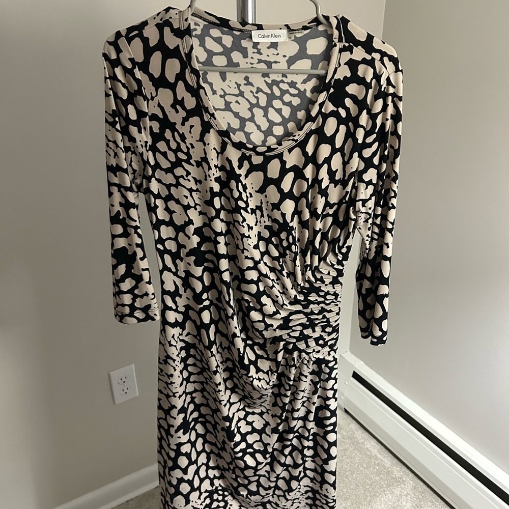 Calvin Klein leopard print black and white dress size 12